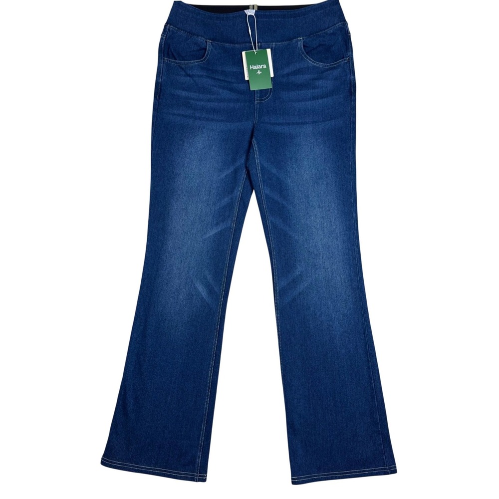 NWT Halara Flex Denim Heat Flare Bootcut Jeans Womens Large Reg Blue Athleisure